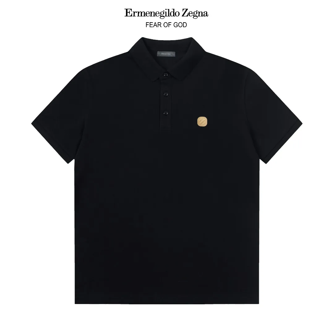 ZEGNA LOGO Polo ， Retro Same Style Versatile : White Black Size：M-3XL